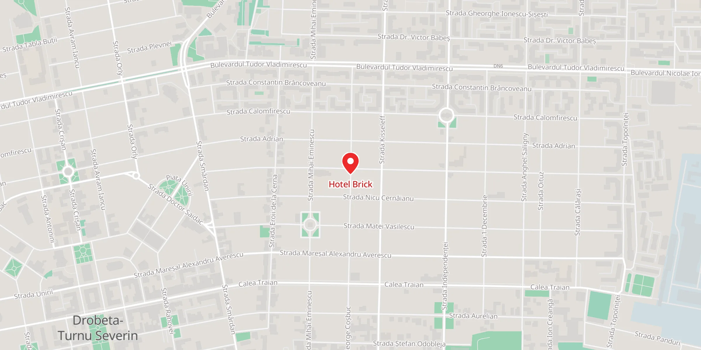 Hartă a locației Hotel Brick, Strada George Coșbuc 2-4, Drobeta-Turnu Severin, Județul Mehedinți