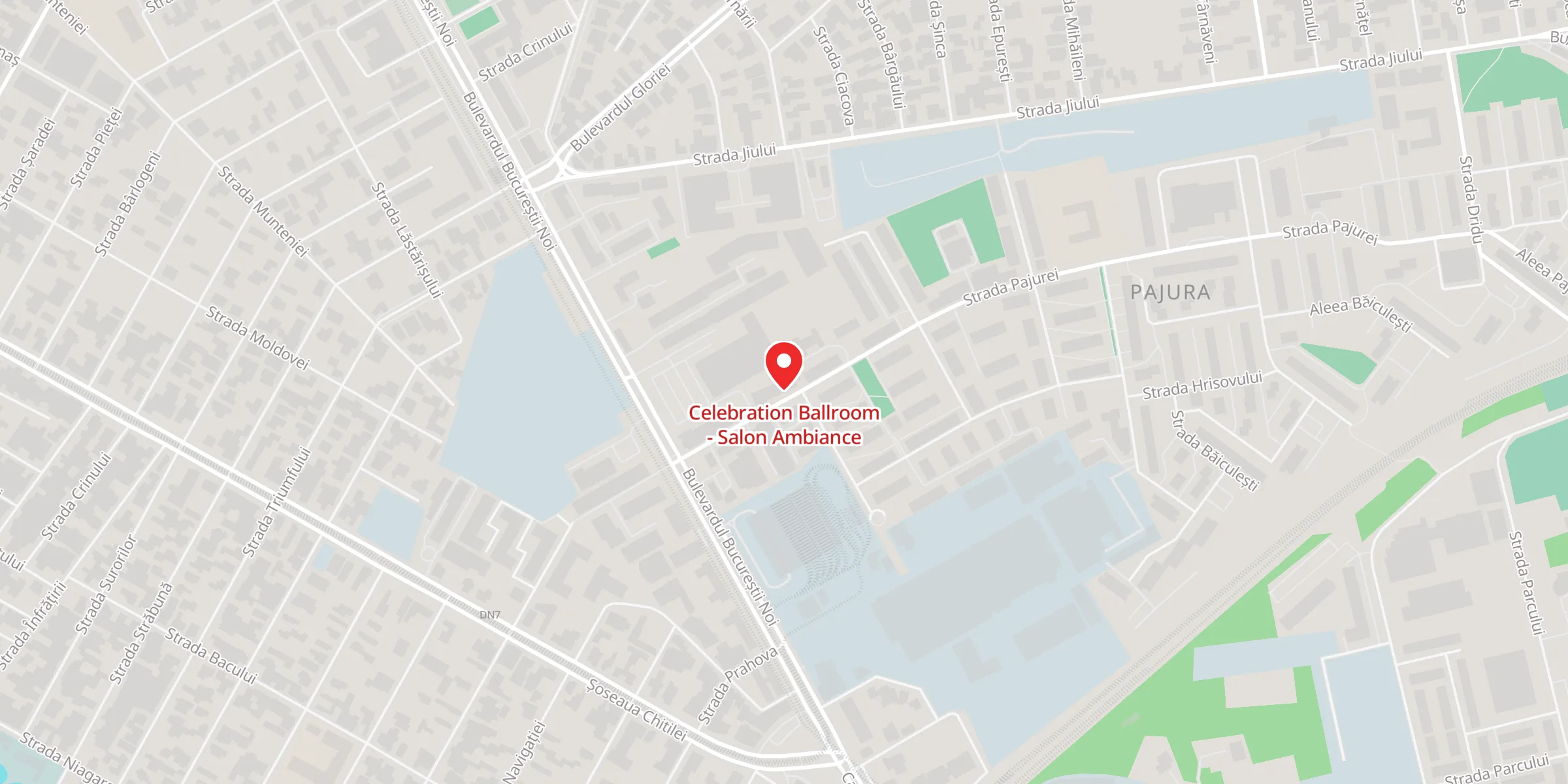 Hartă a locației Celebration Ballroom - Salon Ambiance, Strada Pajurei nr. 1, București, Sector 1
