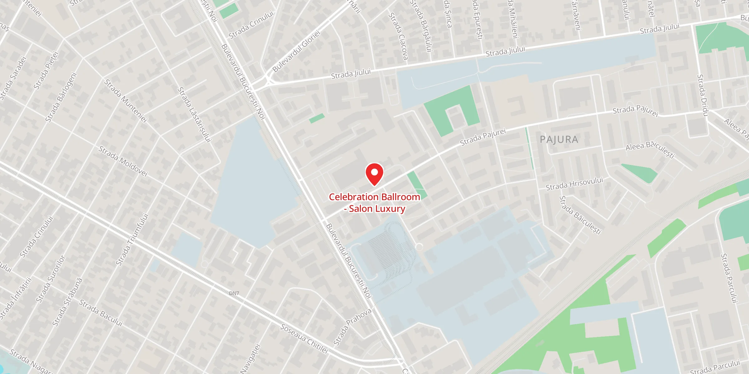 Hartă a locației Celebration Ballroom - Salon Luxury, Strada Pajurei nr. 1, București, Sector 1