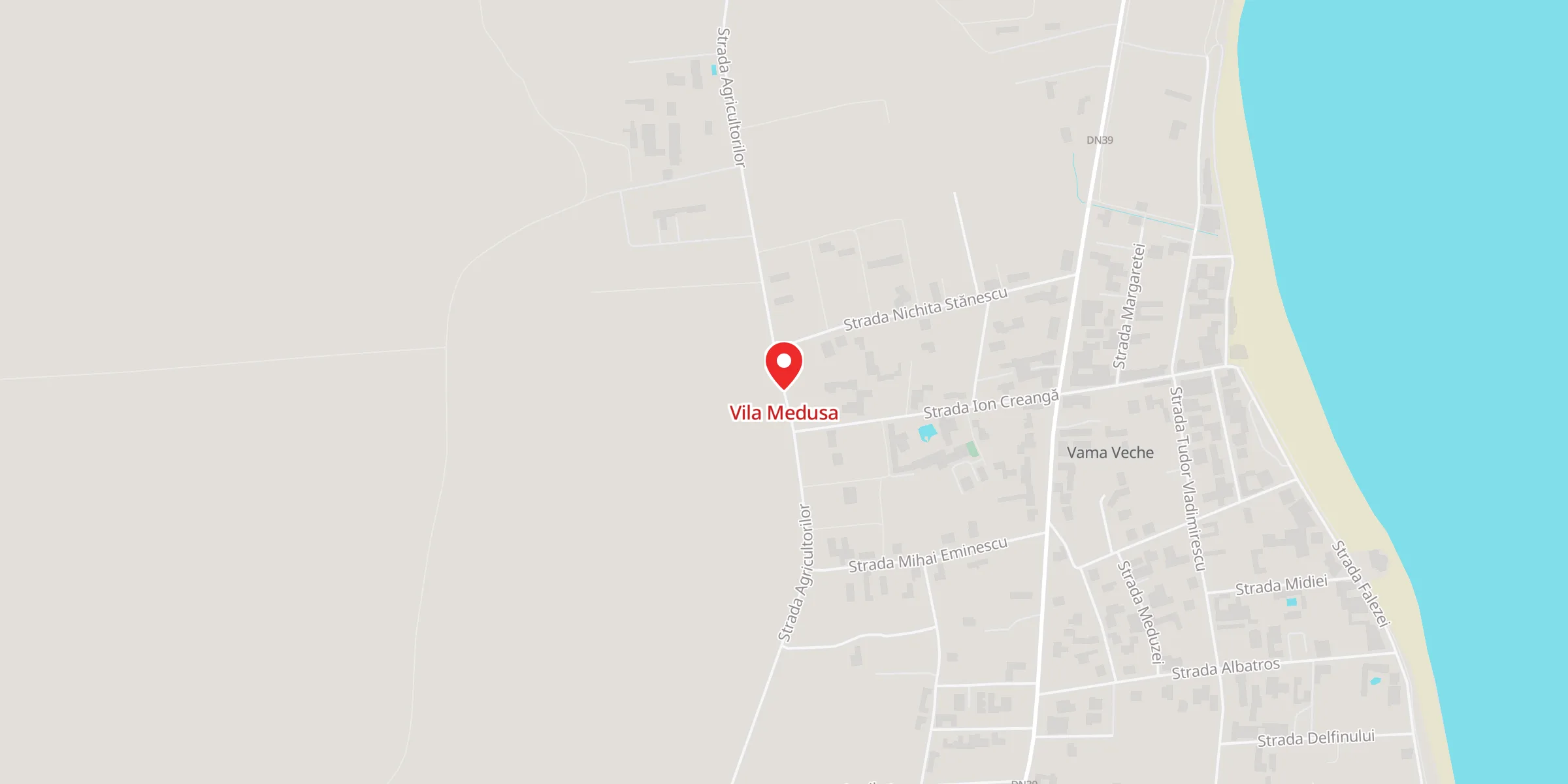 Hartă a locației Vila Medusa, Str. Agricultorilor nr. 6, Vama Veche, com. Limanu, jud. Constanța