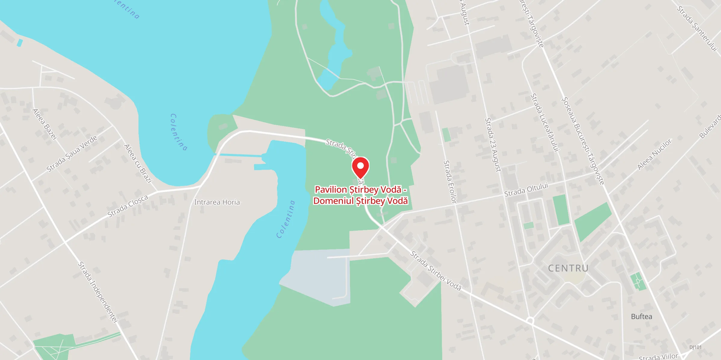 Hartă a locației Pavilion Știrbey Vodă - Domeniul Știrbey Vodă, str Știrbei Voda, nr 36 ( acces pietonal)