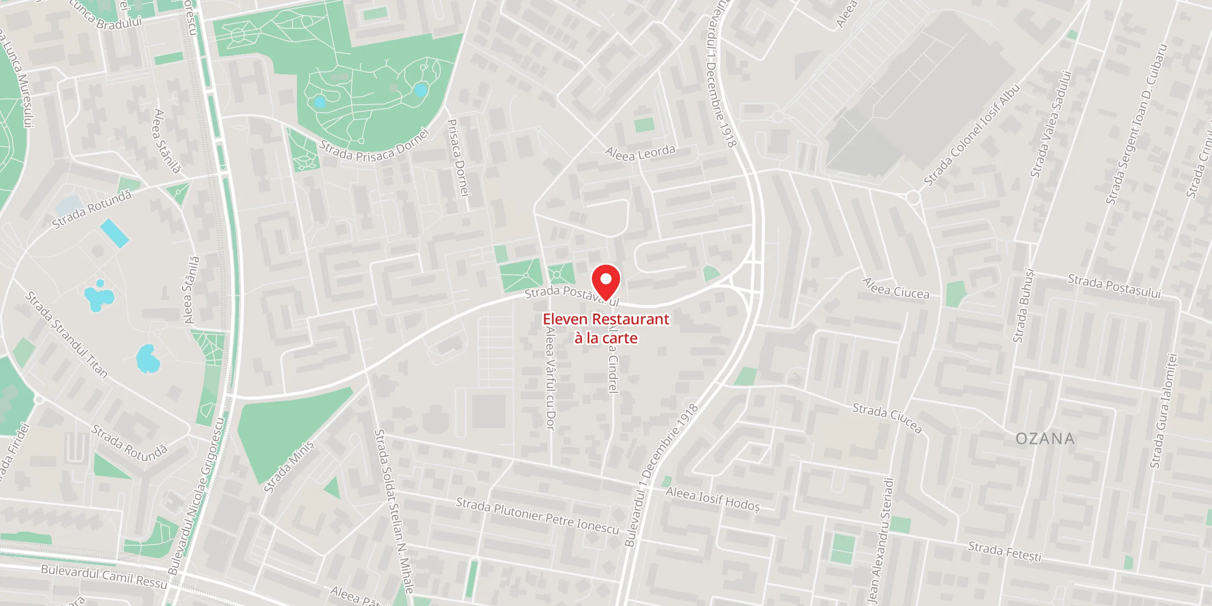 Hartă a locației Eleven Restaurant à la carte, Strada Postăvarul 86-90, Sector 3, București