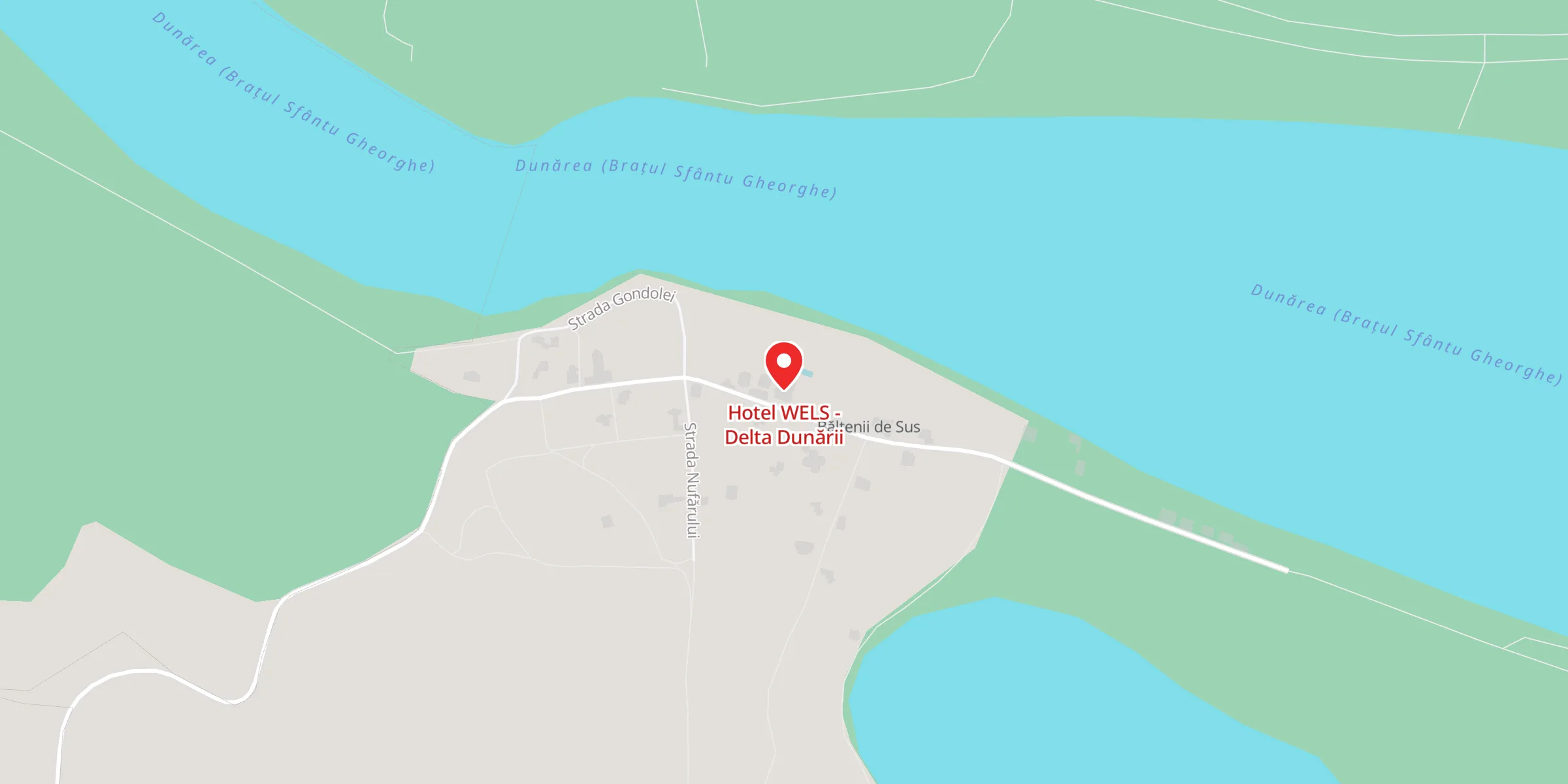 Hartă a locației Hotel WELS - Delta Dunării, Strada Laguna Verde 27, Băltenii de Sus, Județul Tulcea