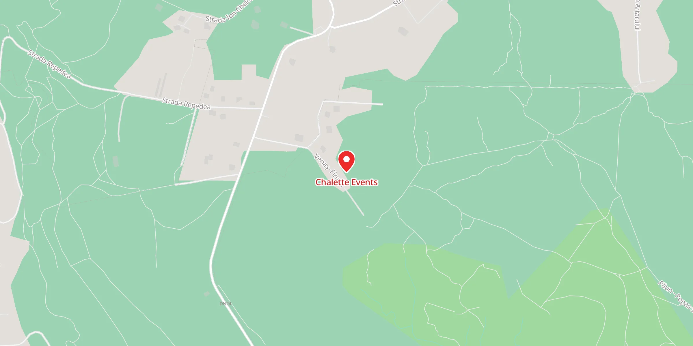 Hartă a locației Chalette Events, DN 24, sat Păun, comuna Bârnova, județul Iași