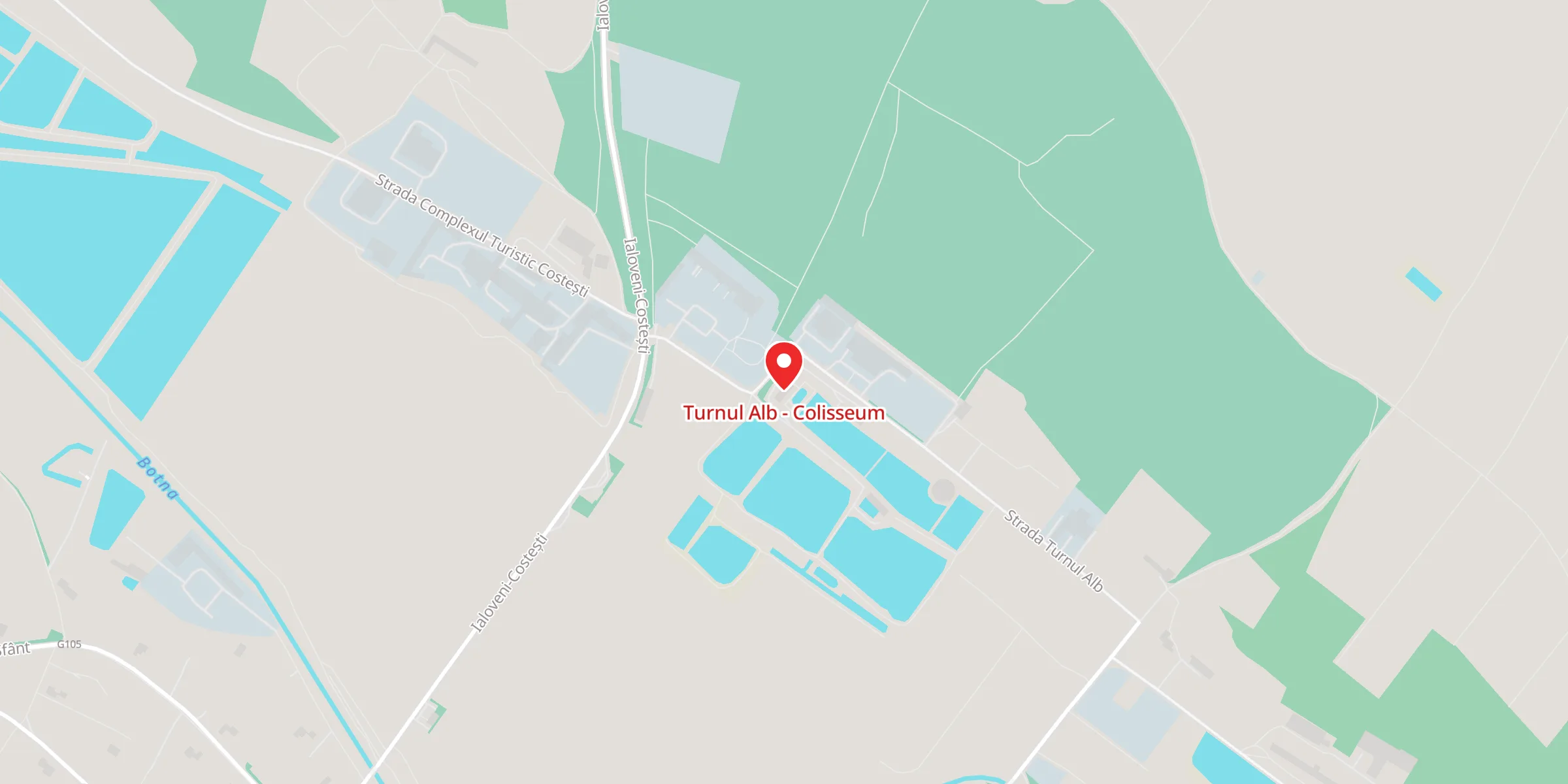 Hartă a locației Turnul Alb - Colisseum, Strada Turnul Alb 10, satul Costesti, Republica Moldova