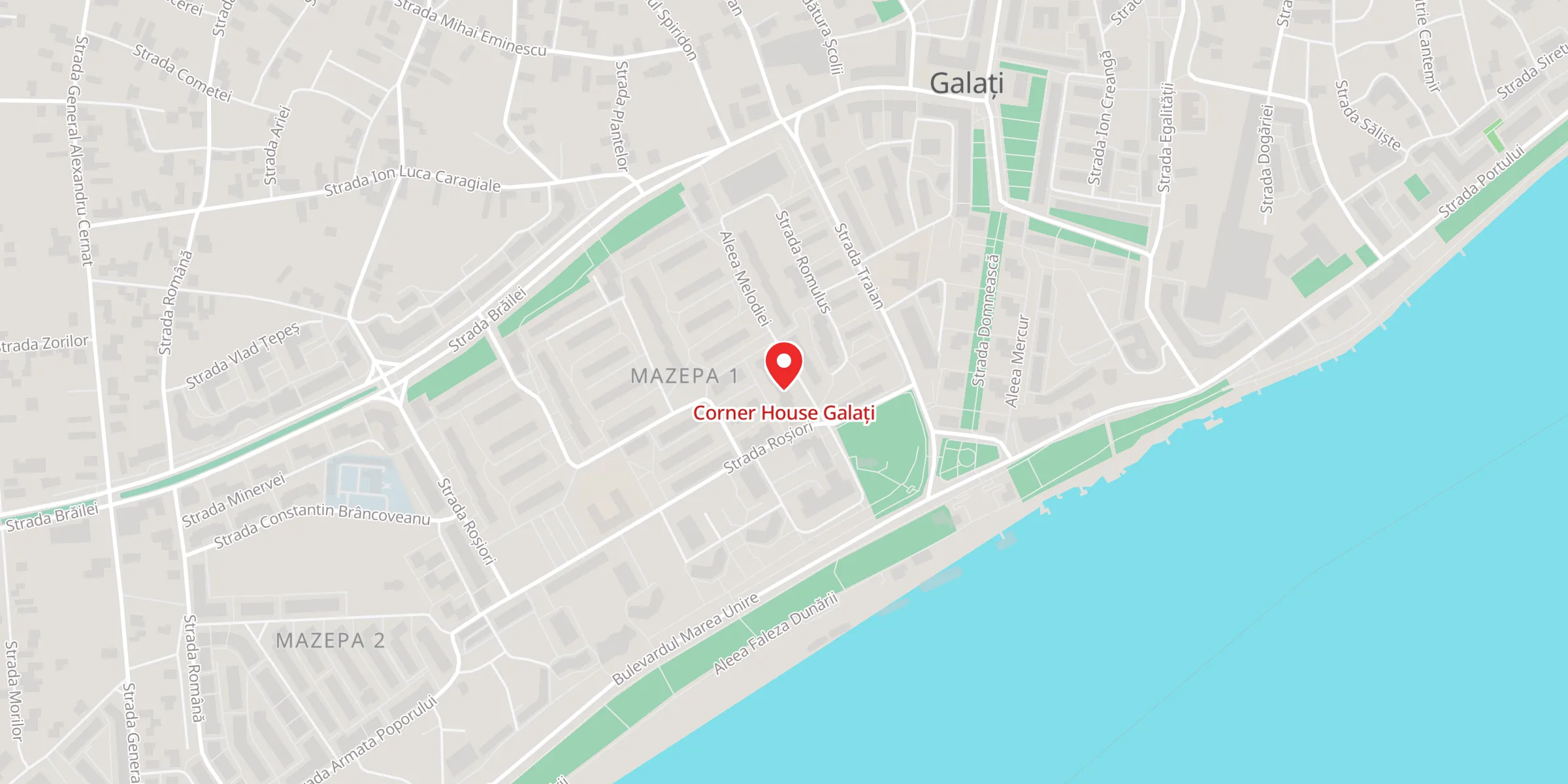 Hartă a locației Corner House Galați, Strada Melodiei nr. 1, Galați