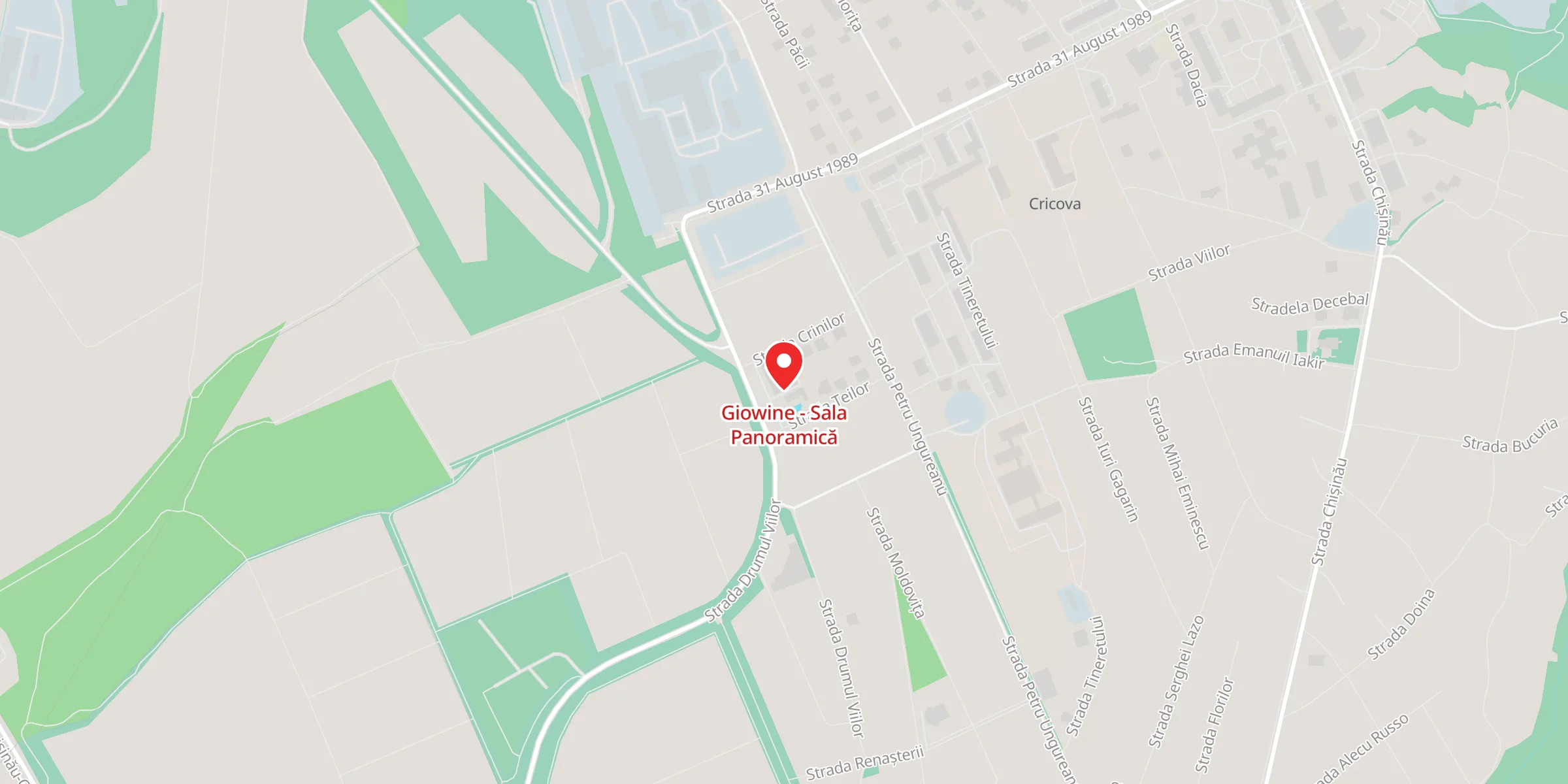 Hartă a locației Giowine - Sala Panoramică, str. Crinilor 7, Cricova, Republica Moldova