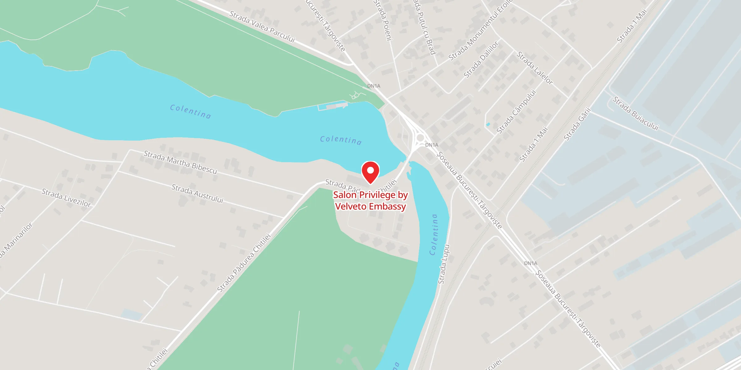 Hartă a locației Salon Privilege by Velveto Embassy, Str. Chitila Pădure nr. 2 Bis, Mogoșoaia, jud. Ilfov
