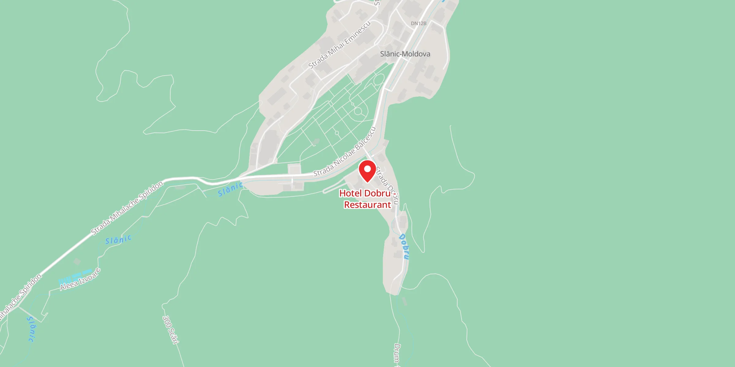 Hartă a locației Hotel Dobru - Restaurant, Str. Armoniei nr. 2, Slănic Moldova, Județul Bacău